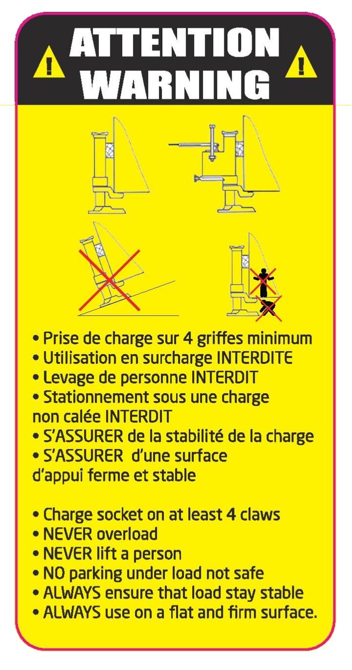 Etiquette de sécurité du cric